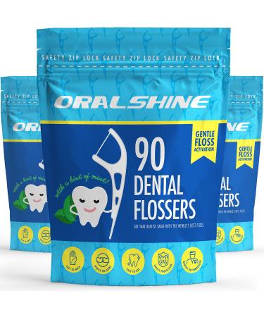 2-in-1 Dental Floss Picks for Teeth | Mint Dental Floss Sticks | Glide Dental Floss Technology | Tooth Floss for Adults | Picks Dental Flossers | Tooth Floss Dental | 3x90 Count (270 Gum Floss Picks)