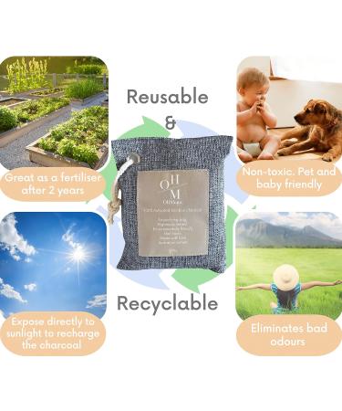 100% Natural Bamboo Charcoal Deodoriser - Chemical Free Air Freshener for Odour Absorption in Homes Cars & Pets - 75g 2 Pieces - Buy Online on GoSupps.com