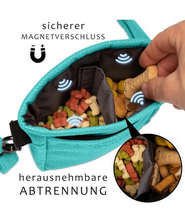Ostfriesenpfoten Frieda Dog Treats - High-Quality Synthetic Leather Feeding Bag in Turquoise Size M - Easy Open Single-Handed Lock Gassitasche - Buy Online on GoSupps.com