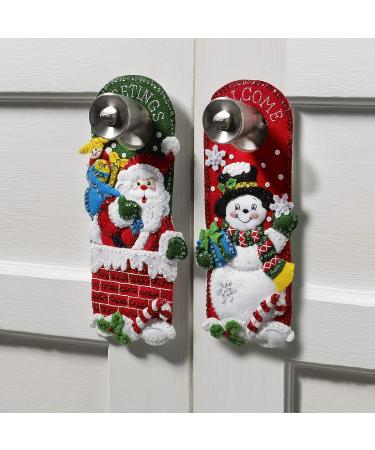 Bucilla Holiday Christmas Set of 2 Felt Applique Door Hanger Kit - DIY Needlepoint Arts and Crafts Supplies 89471E - Buy Online on GoSupps.com