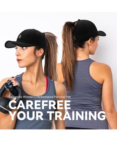 Gisdanchz Women's Adjustable Baseball Cap with Ponytail Hole - Performance Black Cap (55-57) | International Shipping Available - Buy Online on GoSupps.com