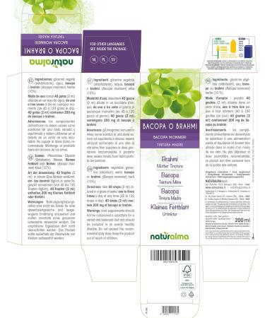 Buy Brahmi (Bacopa Monnieri) Liquid Extract - 200ml Non-Alcoholic Herbal Supplement | Vegan & Natural | International Shipping - Buy Online on GoSupps.com