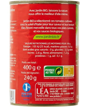 Jardin BiO tic - Whole Peeled Tomatoes with Juice without Added Salt - Organic - Salted - AB Certified - Box of 240 g - Buy Online on GoSupps.com