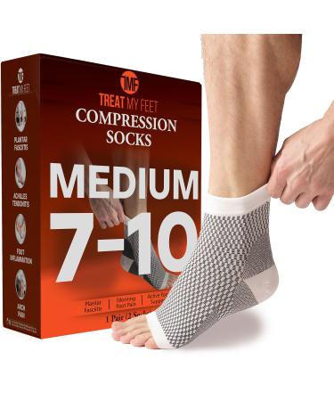 Plantar fasciitis compression socks of treat my feet - from foot pain swelling and edema - improves blood circulation Achilles heel & Arch support - FDA registered ankle sock medium (1 pair)