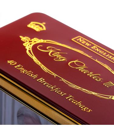 New English Teas King Charles III Tea Tin with 40 English Breakfast Teabags - Buy Online on GoSupps.com