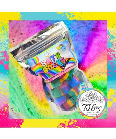Rainbow Colourful Bath Rocks Bath Bombs Green Blue Yellow Red Purple Fizz Vegan Approved Pride Made in UK by Tub's Bath Bombs