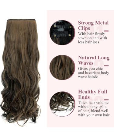 TESS Curly Clip in Hair Extensions 22 inch Body Wave Hair Extensions Clip in 12 pieces Clips in Extensions Synthetic Hair Extension Clip in Wavy Bresilien Hair Clip Extension - Buy Online on GoSupps.com