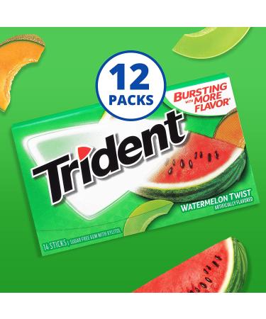 Trident Watermelon Twist Sugar-Free Gum - 12 Packs, 14 Count per Pack - Buy Online on GoSupps.com