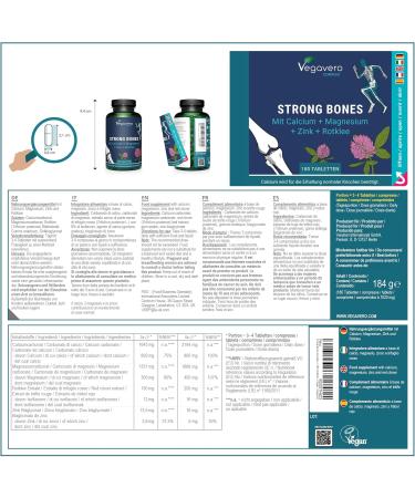 Vegavero Calcium Magnesium and Zinc 800 mg Calcium Daily Dosage For Strong Bones and Menopause 180 Capsules With Red Clover Without Additives & Vegan - Buy Online on GoSupps.com