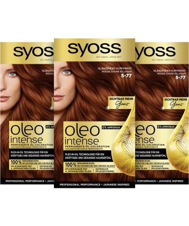 Syoss Syoss Oleo Intense Oil Hair Color 5-77 Brilliant Copper Red Level 3 (115 ml) Permanent Hair Color with Nourishing Oil Ammonia-Free
