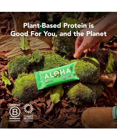 ALOHA Organic Chocolate Espresso Protein Bars - 12 Bars | Vegan, Low Sugar, Gluten-Free, Paleo, Low Carb, Non-GMO | 85mg Caffeine, No Stevia or Erythritol - Buy Online on GoSupps.com