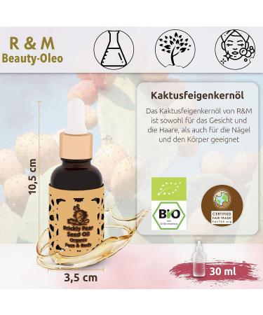 Premium Organic Cactus Core Oil - 30ml Prickly Pear Seed Oil for Face Body & Hair - Natural Skincare - R&M - Buy Online on GoSupps.com
