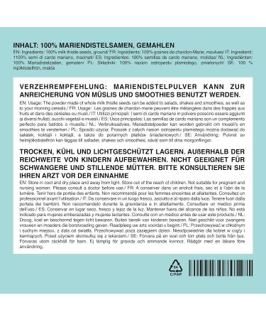 Buy 100% Natural Milk Thistle Seed Powder (500g) - Pure Vegan Supplement for Liver Health - Ground Milk Thistle Seeds - Buy Online on GoSupps.com