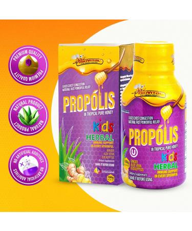 Kids Cough Syrup with Propolis & Pure Tropical Honey Natural Immune Support and Throat Soothing Remedy | Bee Propolis & Honey Immune Booster for Children - Buy Online on GoSupps.com