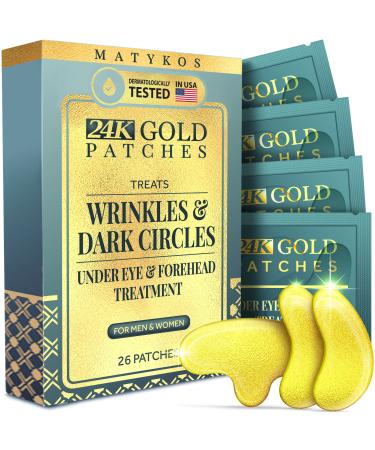 24K Gold Under Eye and Forehead Patches - 26 PCS - Collagen and Hyaluronic Acid Pads that Helps Reducing Under Eye Puffiness, Wrinkles, and Dark Circles - NO Artificial Fragrance or Alcohol 26 Count (Pack of 1) 24k Gold - Buy Online on GoSupps.com