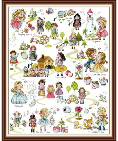 Joy Sunday Cross Stitch Kits Stamped Full Range of Embroidery Starter Kits for Beginners DIY 14CT 2 Strands -Fairy Tale World(Printed) 18.11 22.44 inch Printed Kits Fairy tale world(printed) 18.11 22.44 inch