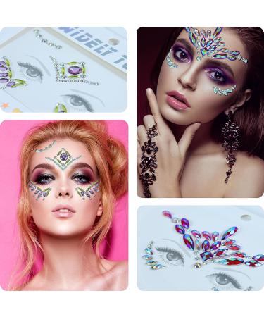 Self-Adhesive Face Gems - 6 Sets Rhinestone Stickers for Festivals and Rave Outfits - Buy Online on GoSupps.com