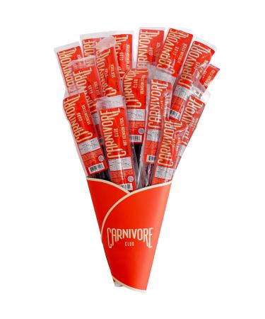 Carnivore Club Exotic Jerky Bouquet - Includes 20 Delicious Exotic Meat Sticks in 4 Flavors - Jerky Lover Gift - Fun Gift For Men and Women - Wild Game Sampler
