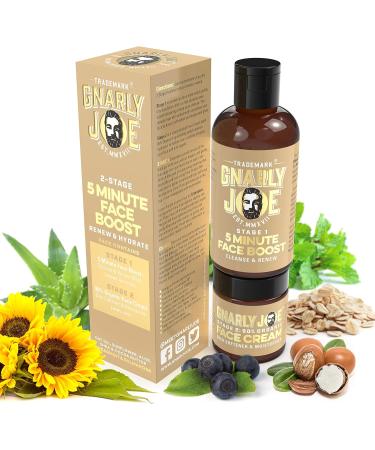 Gnarly Joe 5 Minute Face Boost. 2-Stage Ultimate Skin Care Solution for Men: Gentle Exfoliate and Face Clean plus Face Cream. 100 ml and 30 ml - Buy Online on GoSupps.com