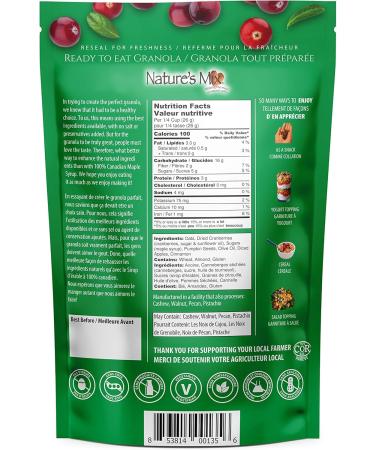 Nature's Mix Apple Cranberry Granola - Nut Free - Canadian Locally Made - Vegan and Kosher Certified Apple Cranberry Granola 312 Grams Light Green grams 312 g (Pack of 1) Light Green - Buy Online on GoSupps.com