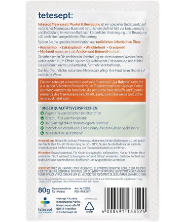 Teteseept Meeressalz Muscle & Movement - Soothing Bath Salt with 5 Essential Oils for Muscle Relief - 80g Natural Sea Salt Additive - Buy Online on GoSupps.com