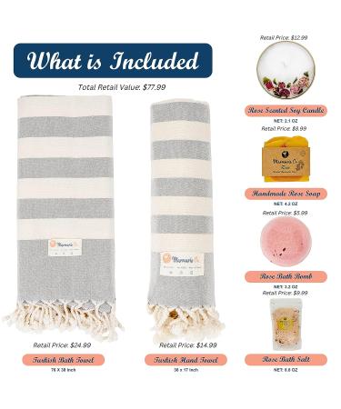 Rose Spa Gift Set for Women - Turkish Towels, Candle, Soap, Bath Salt & Bomb - Luxurious Self-Care Kit - Buy Online on GoSupps.com
