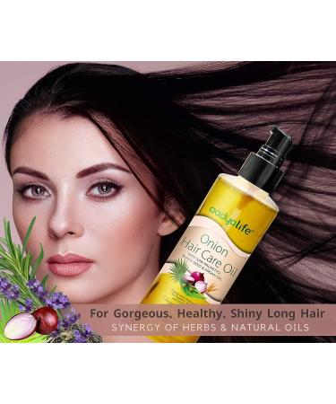AADYA LIFE Onion Hair Care Oil 200ml - Organic Oil for Hair Growth with Saw Palmetto, Black Seed & Argan Oil - Promotes Gorgeous, Healthy, Shiny Hair - 6.76 Fl Oz - Buy Online on GoSupps.com