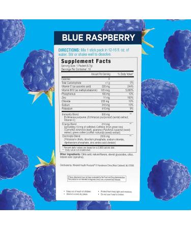 Vitamin Hydrate Electrolyte Drink Mix Super Hydration Boost Stamina 0 Sugar Blue Raspberry 10 Stick Packs - Buy Online on GoSupps.com