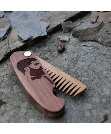 B4K Premium Wooden Comb for Men - Handmade Pocket Ridge for Hair Beard & Mustache - Travel Size Engraved Walnut Accessory for Oils & Balm - Buy Online on GoSupps.com