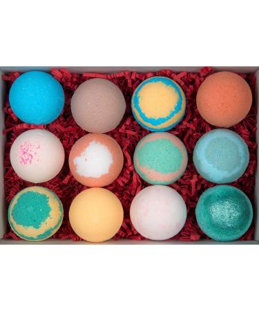 Kay's Bath Bombs Gift Set - 12 Pack, Assorted Scents - Made in USA with Shea & Mango Butter, Essential Oils - Moisturizing Fizzies for Dry Skin - Buy Online on GoSupps.com