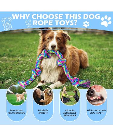 Aitmexcn Indestructible Dog Toys - 5-Knot Rope for Large & Medium Dogs | 100% Cotton Teething Toy (95 cm XXL) - Buy Online on GoSupps.com