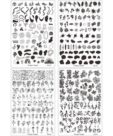 FingerAngel Stamping Plates 4PCS Nail Art Stamp Plates with Stamping Image Plates Collection Manicure Tools Plate Organizers XL11-14 B - Buy Online on GoSupps.com