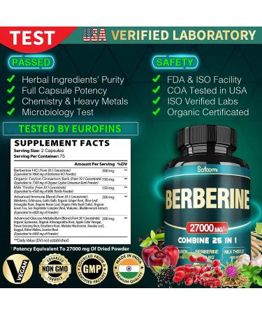 25in1 Berberine Supplement - 27000mg for Body Management & Immune Support - Buy Online on GoSupps.com