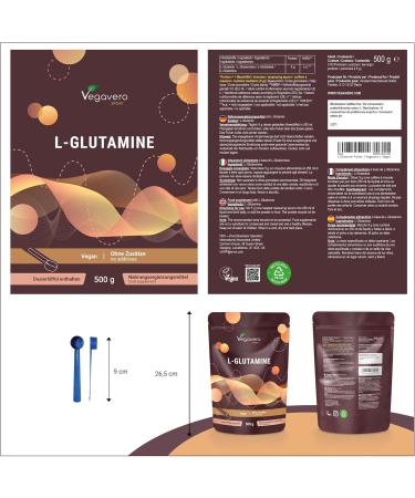 L Glutamine Powder 5000 mg | 100% Pure and Natural | Brand Raw Material: Aminoferment | Muscle Recovery Post Workout | Vegan & No Additives | Laboratory Tested | Vegavero  - Buy Online on GoSupps.com