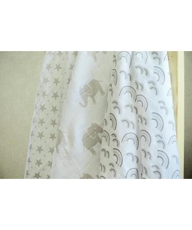 MuslinZ 6pk Baby Muslin Squares Burp Cloths 70x70cm - 100% Pure Cotton, Absorbent & Breathable - Grey Prints - Buy Online on GoSupps.com