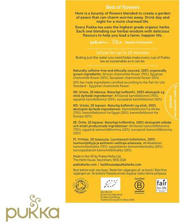 Pukka Three Chamomile Organic Herbal Tea with African Egyptian and European Chamomile Flower for a Relaxing Moment(4x20 Tea Bags) Three Chamomile 20 Count (Pack of 4) - Buy Online on GoSupps.com