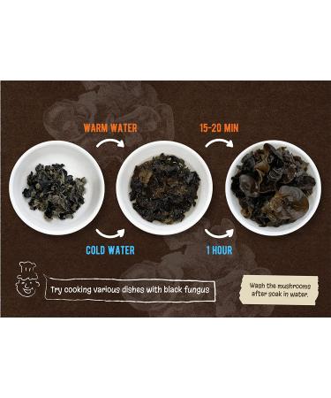 Dried Black Fungus 5 oz - Chinese Wood Ear Mushroom for Asian Cuisine - Chewy & Exotic Texture - Buy Online on GoSupps.com