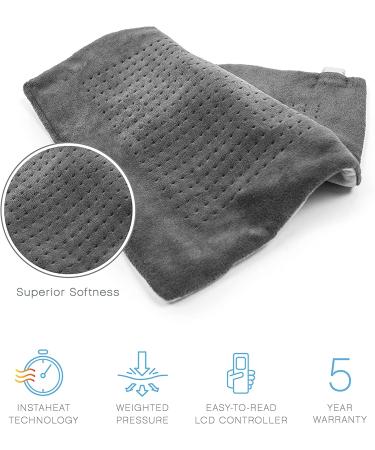 Pure Enrichment PureRelief XXL Electric Heating Pad - 20x24 - 6 Heat Settings - Machine Washable - Soft Microplush - 2-Hour Auto Shut-Off - Gray - Buy Online on GoSupps.com
