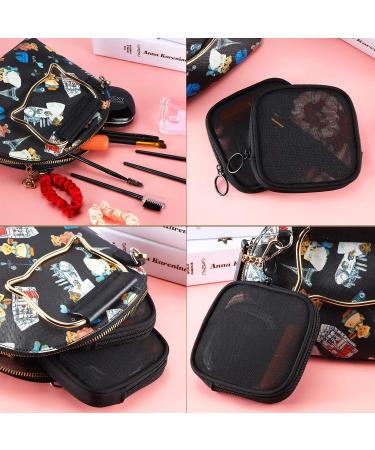 Weewooday 4-Pack Small Mesh Makeup Bags with Zipper - Mini Portable Toiletry Pouch Set for Daily Essentials - Black 4.52x4.52x0.78 Inch - Buy Online on GoSupps.com