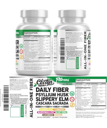 Fiber Supplement Capsules Slippery Elm Psyllium Husk Cascara Sagrada Dandelion Root Turmeric Supplement Aloe Vera Licorice Senna Marshmallow Root Digestive Health Cleanse 90 Pills by Clean Nutra - Buy Online on GoSupps.com
