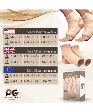 Physix Gear Plantar Fasciitis Ankle Socks - Arch Compression Sleeve for Men & Women - Achilles Support, Heel Spurs, Swelling Relief - L/XL 1 Pair (Beige Nude) - Buy Online on GoSupps.com