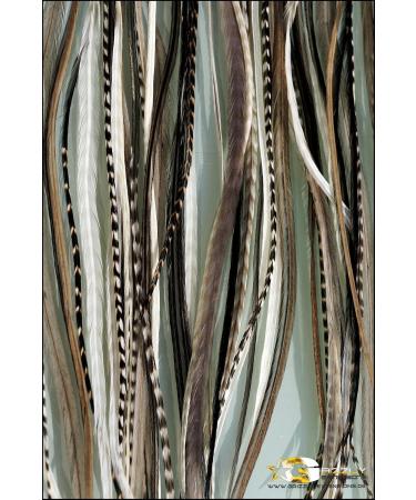 Grizzly Extensions Clip-In Feather Extensions - Black & White for Blonde Hair | Premium Quality & Easy Application - Buy Online on GoSupps.com