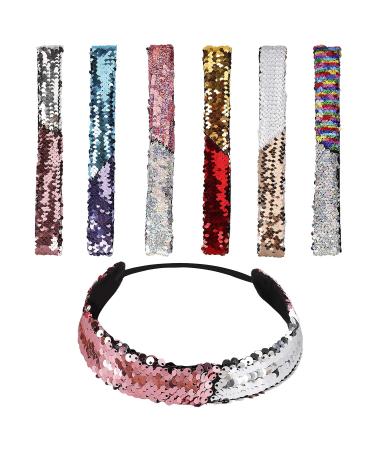 Glitter Hair Bands - Reversible Sequin Headbands for Women & Girls - 6-Piece Set | Mermaid Party Decoration - Buy Online on GoSupps.com