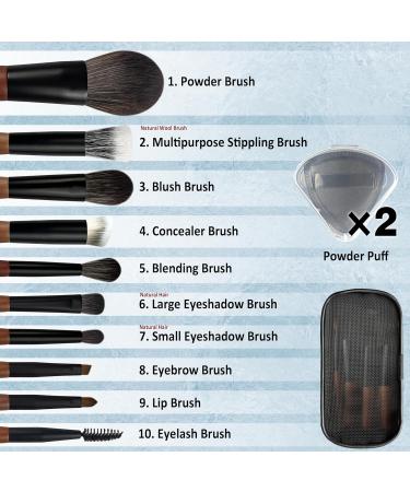 Travel Makeup Brush Set with Case - 10 Travel Size Brushes for Powder Foundation Eyeshadow & More | Mini Makeup Brushes Set Ideal for Travel - Buy Online on GoSupps.com