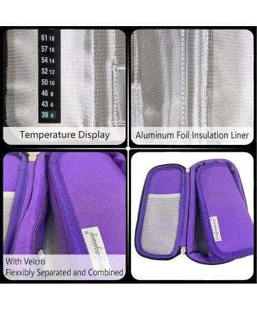 AYVANBER Insulin Cooler Travel Case with Temperature Display and 2 Gel Ice Packs - Purple - Buy Online on GoSupps.com