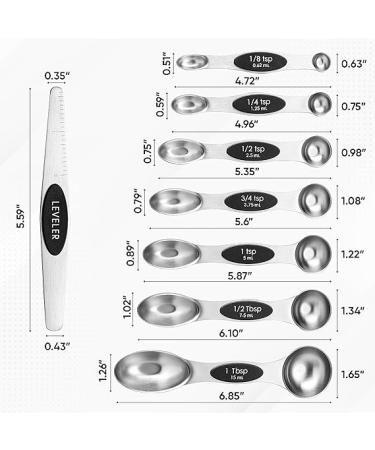 Spring Chef Magnetic Measuring Spoons Set - Heavy Duty Stainless Steel - BPA Free - Black - Set of 8 with Leveler - Buy Online on GoSupps.com