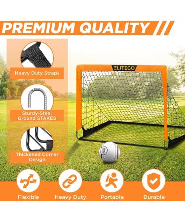 EliteGo Kids Soccer Goals 4' x 3' - Set of 2 Tiger Orange | Backyard Soccer Net - Buy Online on GoSupps.com