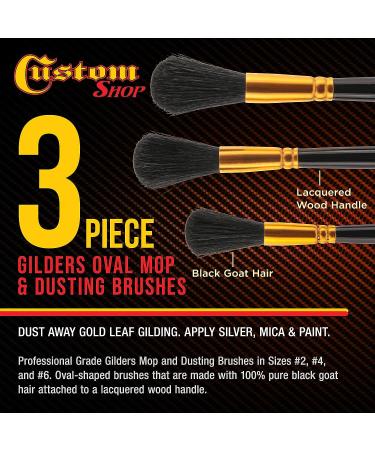 Custom Shop Gilders Mop Dusting Brush Set - Professional Grade Black Goat Hair Brushes - Set of 3 Sizes 2, 4 & 6 - Wooden Handles for Dusting Gold Leaf Guilding & Sign Lettering - Buy Online on GoSupps.com