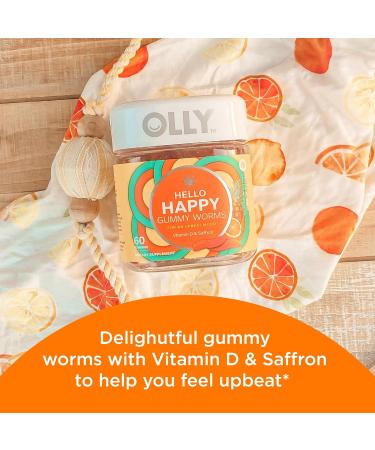 OLLY Fiber Gummy Rings 5g Prebiotic Fiber FOS (Fructo-oligosaccharides) Digestive Support & Hello Happy Gummy Worms Mood Balance Support Vitamin D Saffron Adult Chewable Supplement - Buy Online on GoSupps.com