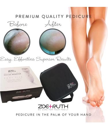 Zoe+Ruth Electric Rechargeable Callus Remover Foot File | Professional Pedicure Tool for Dry, Cracked Skin | Includes 3 Exfoliation Rollers & Storage Case - Buy Online on GoSupps.com